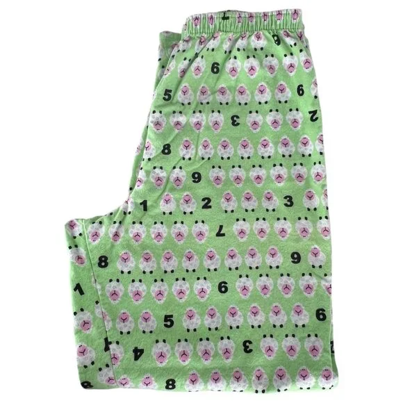 Sleep Tight 2 Piece Flannel Pajama Set Counting Sheep Print Green Size Large - Picture 7 of 10